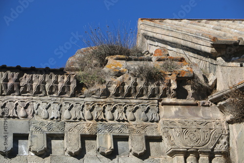 detail of a decorated frieze in the harichavank monastery in armenia