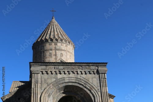 detail of the harichavank monastery in armenia with dome and portico