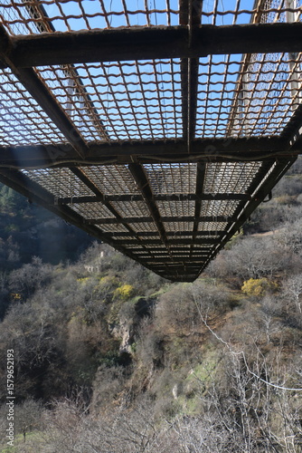 view from below the suspension bridge at khndzoresk in armenia