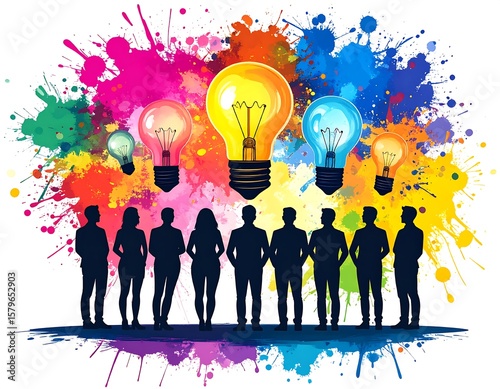 Group of people with lightbulb ideas (1)