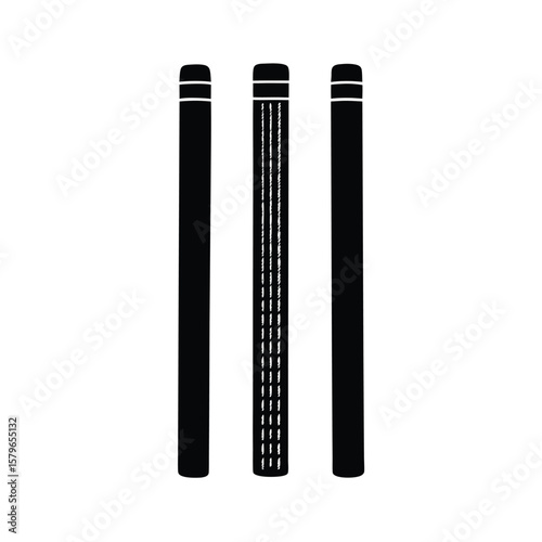 set of black wicket isolated on white background