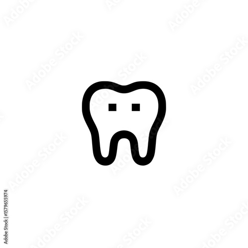 Minimal outline icon of a molar tooth symbolizing dental health, hygiene, and oral care concepts