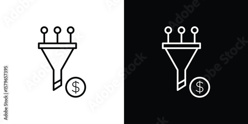Sales funnel icon in trendy stroke liner style. Set of Website icon vector.