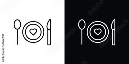 Love Plate icon in trendy stroke liner style. Set of Website icon vector.