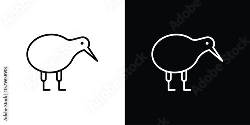 Kiwi bird icon in trendy stroke liner style. Set of Website icon vector.