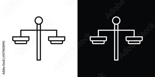 Justice scales in Hand icon in trendy stroke liner style. Set of Website icon vector.