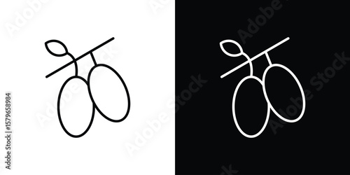 Jujube icon in trendy stroke liner style. Set of Website icon vector.