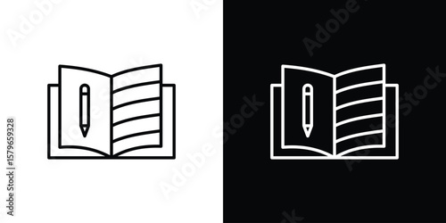 Homework icon in trendy stroke liner style. Set of Website icon vector.