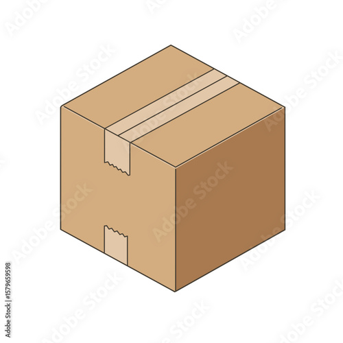A minimalist cardboard box vector icon for logistics