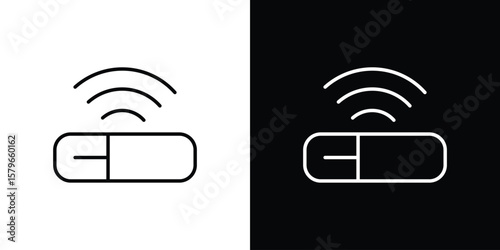 Dog microchip icon in trendy stroke liner style. Set of Website icon vector.