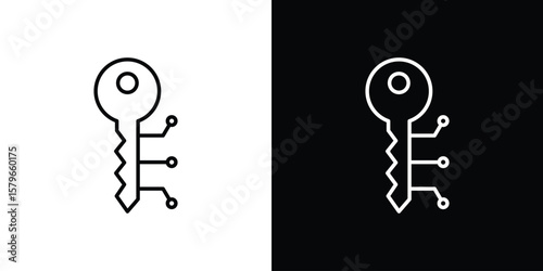 Digital key icon in trendy stroke liner style. Set of Website icon vector.