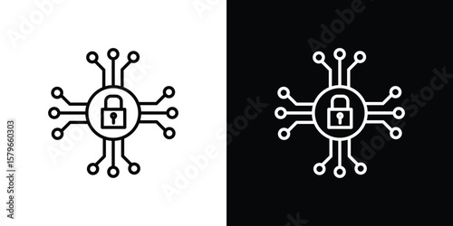 Cyber security icon in trendy stroke liner style. Set of Website icon vector.