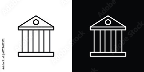 Courthouse icon in trendy stroke liner style. Set of Website icon vector.