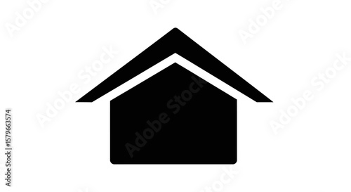 Simple black and white icon depicting a house with a pointed roof on a white background.