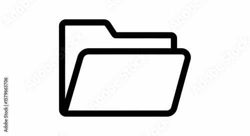Simple black and white icon depicting an open folder, representing file storage and organization.