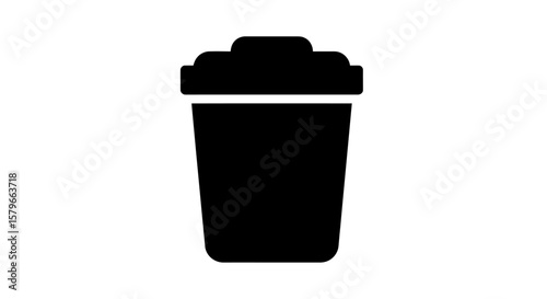 A simple, black icon representing a trash can, ready for disposal of waste.