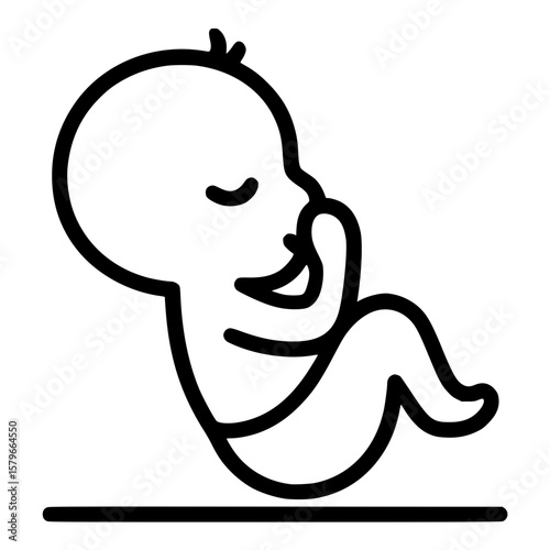 Isolated Embryo Fetus Baby Line Art Icon