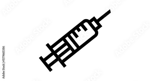 Black and white line drawing of a syringe with a needle, angled on a white background.
