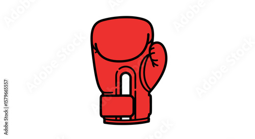 A single red boxing glove with black outline, presented on a clean white background.