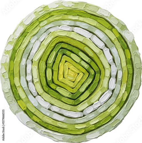 A Leek Cross-Section with oil painting
