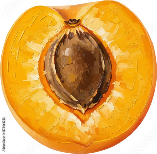 Apricot Half with oil painting