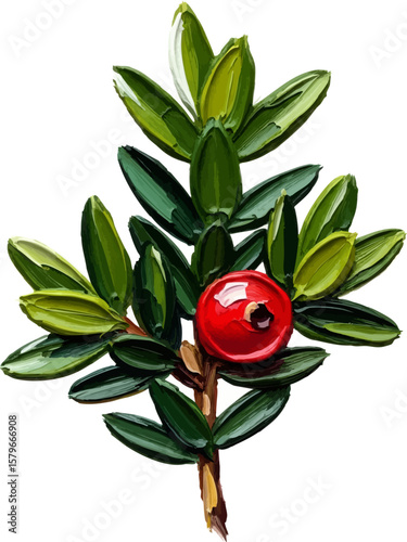 A Sprig of Wintergreen with oil painting