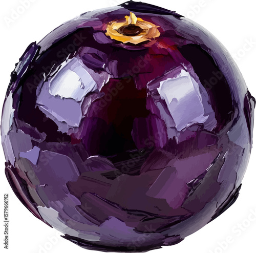A Single Acai Berry with oil painting