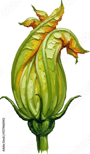 A Zucchini Blossom with oil painting