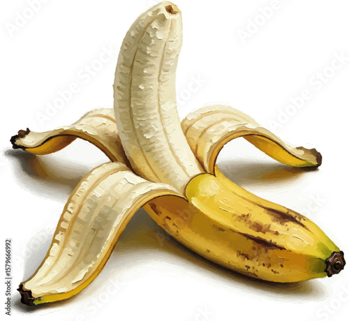 Overripe Peeled Banana with oil painting