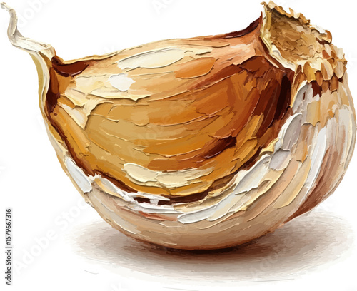 Roasted Garlic Clove with oil painting