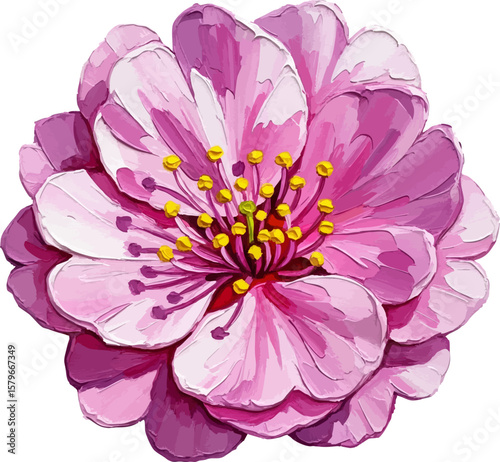 A Single Cherry Blossom with oil painting