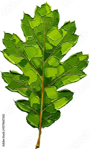 An Oak Leaf with oil painting