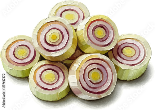 Chopped Lemongrass with oil painting