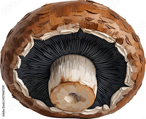 Portobello Mushroom Gills with oil painting