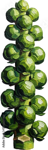 A Stalk of Brussels Sprouts with oil painting
