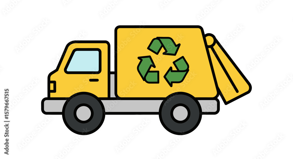 Fototapeta premium Waste Collection Truck Icon - Recycle Garbage Vehicle