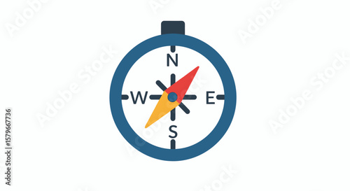 Simple illustration of a compass pointing north, east, west, and south directions.