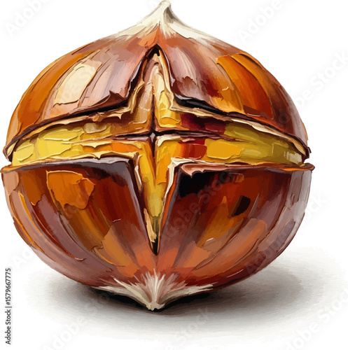 Roasted Chestnut with oil painting