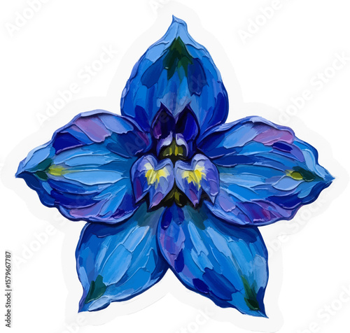 A Blue Delphinium Floret with oil painting