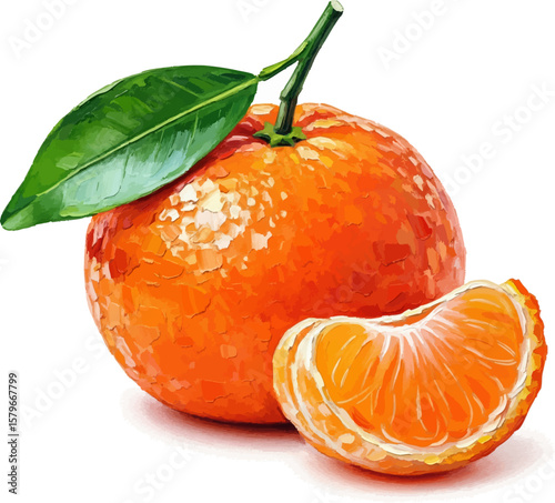 Mandarin and Segment with oil painting