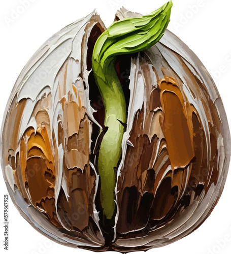 A Seed Cracking Open with oil painting