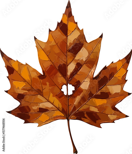Sycamore Leaf with Hole with oil painting