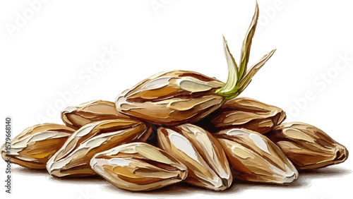 Sprouting Barley with oil painting