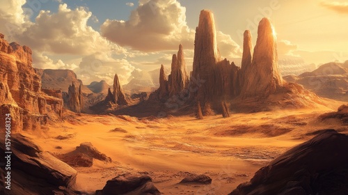 Desert landscape, dramatic light