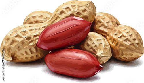 Raw Red-Skinned Peanuts with oil painting