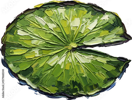 A Water Lily Pad with oil painting