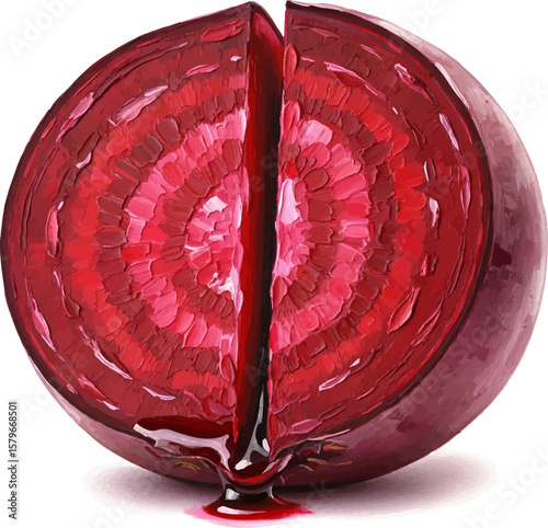 A Halved Red Beet with oil painting