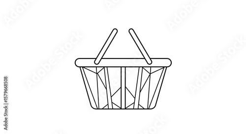 Black Shopping Basket Icons on White Background