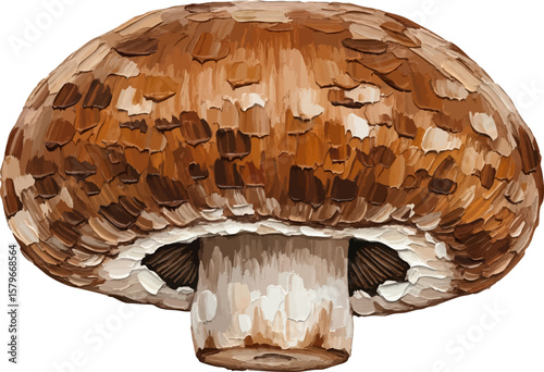 A Portobello Mushroom Cap with oil painting