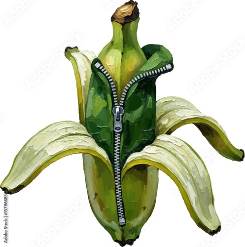 Unzipped Plantain with oil painting